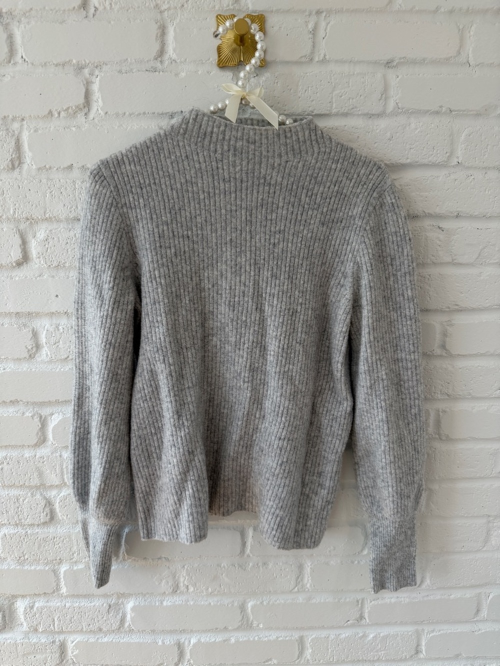 J. Crew Light Grey Ribbed Mock Neck Sweater